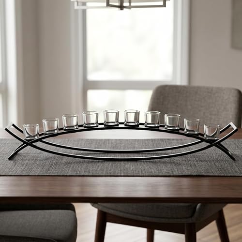 Seraphic Table Centerpiece for Dining Room, Extra Long Candle Holder, Clear - color: Black/Clear, size: 10 Cup