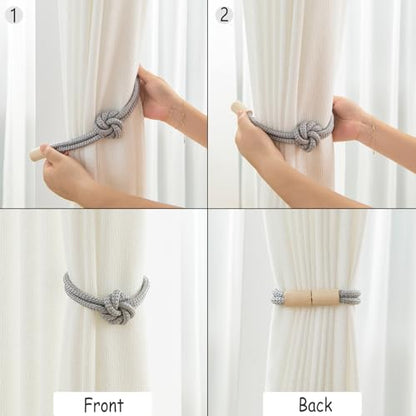 Magnetic Curtain Tiebacks Holdbacks Rope Curtain Tie Backs Outdoor Contoeey - color: Silver