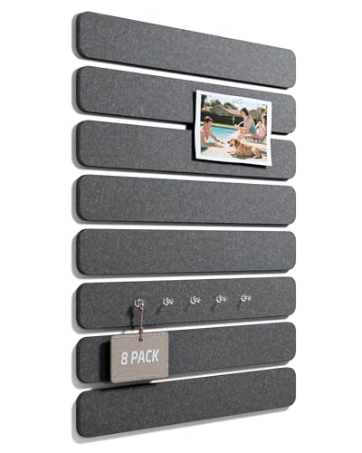 Fluxynara 13" x 2" Felt Wall Panels, Charcoal Gray - color: Charcoal Gray, size: 8-pack