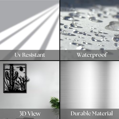 Metal Wall Decor | 17'' x 17'' x 0.05'' Desert Cactus Art Themed Wall Decorations | Handmade Indoor and Outdoor Wall Art (17'' x 17'', Desert Cactus, Black) - size: 17'' x 17'', style: Desert Cactus
