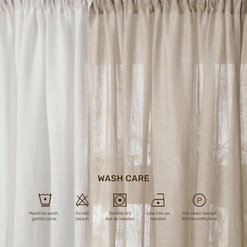 Solino Home 100% Pure Linen Soft Sheer Curtain Natural, 52 x 96 in, 1 Panel - color: Light Natural, size: 52"W x 96"L (1-Panel)