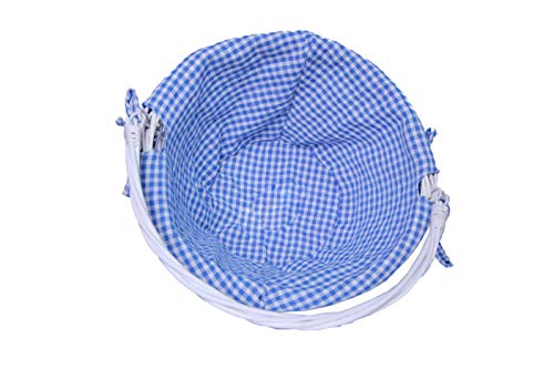 Oypeip Easter Basket Gift Basket Oval Willow Round Wicker Storage Basket With One Drop Down Handle Easter Baskets for Kids Fabric Cotton Linen For Office, Bedroom, Closet, Toys