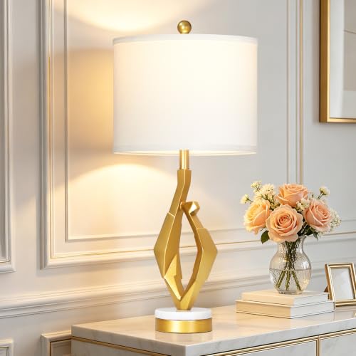 CINSARY 30" Tall White and Gold Table Lamp for Living Room Bedroom Single - color: Gold White-1