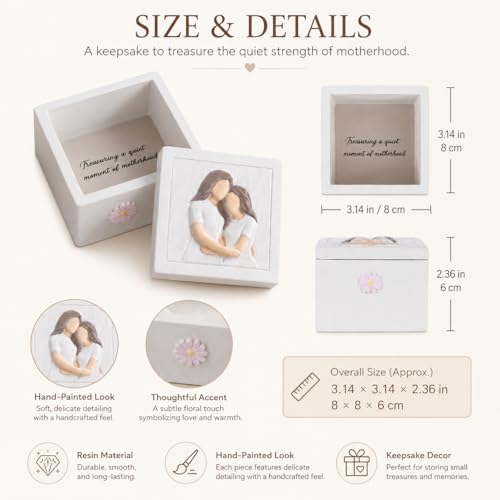 Mother and Daughter Figurines Keepsake Box - Sentimental Jewelry Gift Box for Mom, Grandma, Sister or Best Friend - Unique Birthday, Christmas, Mothers Day Gifts for Women, Female, Girls (Support) - style: Support