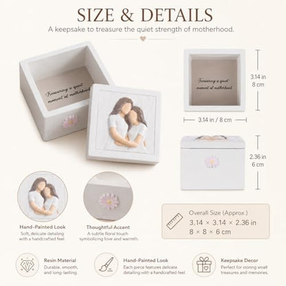 Mother and Daughter Figurines Keepsake Box - Sentimental Jewelry Gift Box for Mom, Grandma, Sister or Best Friend - Unique Birthday, Christmas, Mothers Day Gifts for Women, Female, Girls (Support) - style: Support