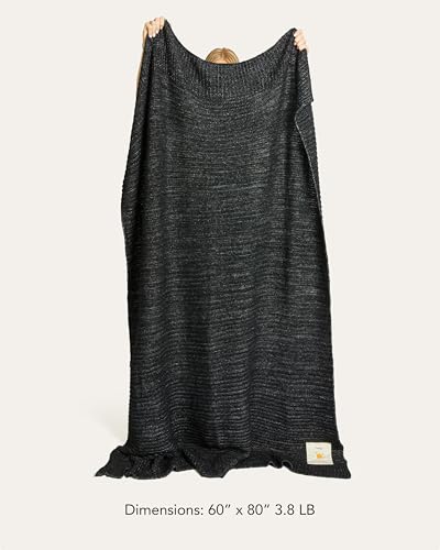 UnHide Melange Knit Blanket, Textured and Ultra-Soft Wool Throw Blanket - color: Night Owl, size: Melange Wool (60" x 80")