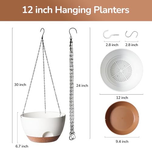 Hanging Planter, 12 Inch, White - color: White, size: 12 Inch