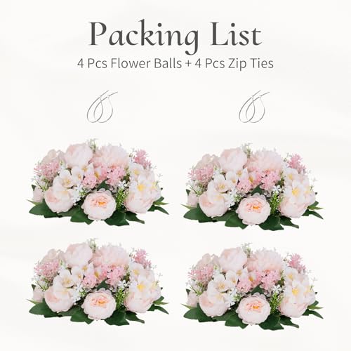 Flower Balls Centerpieces for Tables: Pink Silk Rose, 4Pcs - color: Pink & Purple, size: 4 PCS