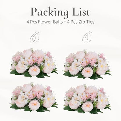 Flower Balls Centerpieces for Tables: Pink Silk Rose, 4Pcs - color: Pink & Purple, size: 4 PCS