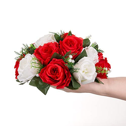 Flower Centerpieces for Wedding Tables: Red & White, 2 Packs - color: Red & White