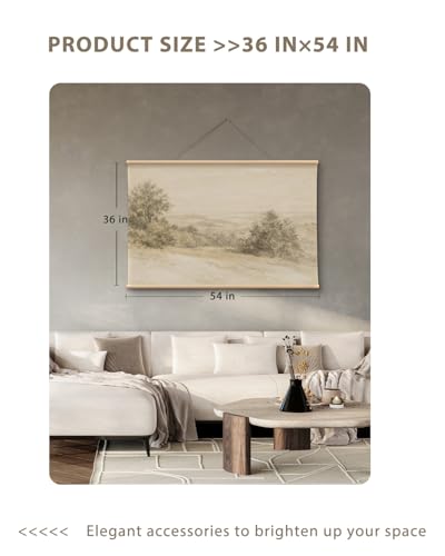 VIYYIEA Extra Large Canvas Wall Art - Soft Watercolor Landscape, 54x36 Inch - color: Soft Watercolor Shrubland