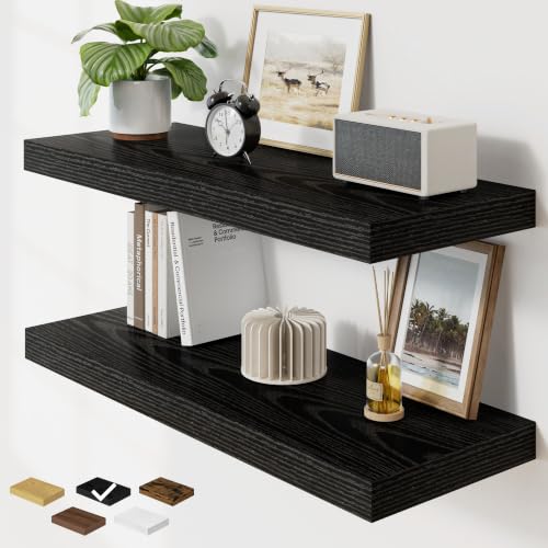 RICHFOCUS 36" Bathroom Floating Shelves for Wall 2Pack|Black - color: Black, size: 36"L x 11.6"D, Set of 2