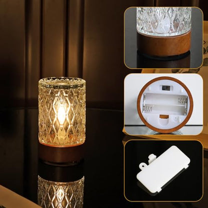 Battery Operated Light with Timer,Adult Night Lights for Bedroom,Mini Lamp for Lndoor Use in Bathroom, Hallway,Glass Decorative Warm Light Lamp (Warm Light)
