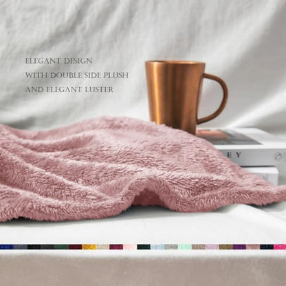 Exclusivo Mezcla Fuzzy Plush Fleece Bed Blanket King Size, Dusty Pink - color: Dusty Pink, size: 104x90 IN
