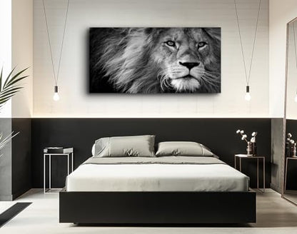 Baisuart Canvas Prints Wall Art Grey lion Stretched Canvas Wooden Framed for living Room Bedroom and Office - color: Lion-b, size: 40"L x 20"W