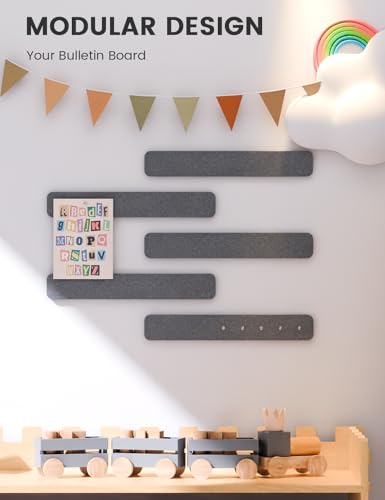 Fluxynara 13" x 2" Felt Wall Panels, Charcoal Gray - color: Charcoal Gray, size: 5-pack