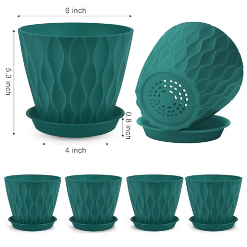 YNNICO 6 inch 6 Pack Plant Pots for Indoor Tray Saucers,Blue - color: Blue, size: 6 inch-6 pack