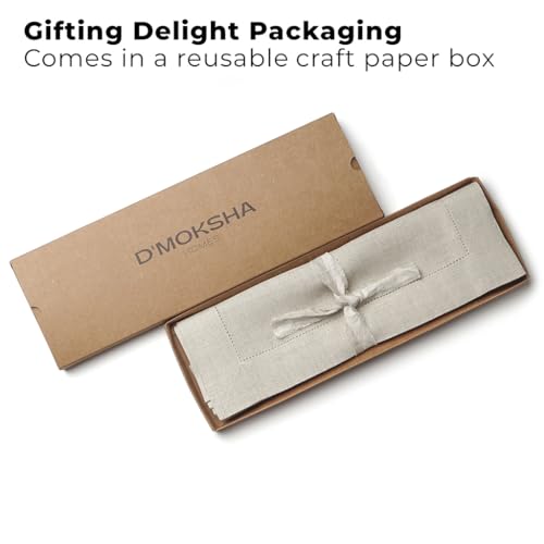 Signature Linen™ by D'Moksha, Natural Placemats Set of 4, 14 x 19 Inch, 100% Pure Linen Table Mats, Hemstitch, Machine Washable Cloth Placemats- Fall, Weddings, Outdoor Hosting - color: Natural, size: Set of 4 (14 X 19 Inch)
