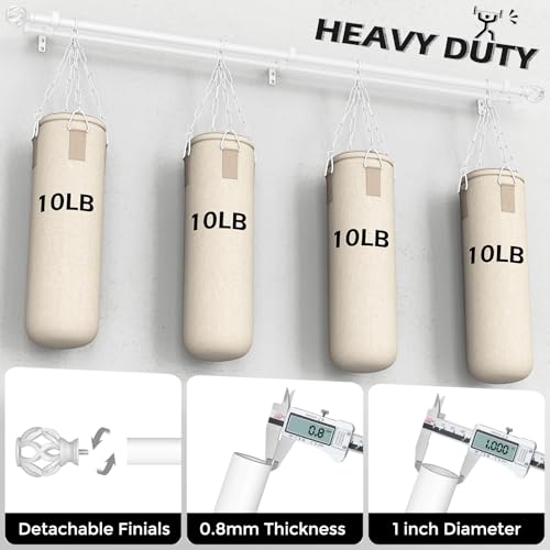 Double Curtain Rod 36-76 Inch, Heavy Duty Dual Rods, White - color: Plain White, size: 36"-76"