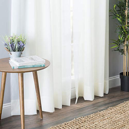 SmartSheer Thermoregulating Semi-Sheer Curtains – Energy-Saving Privacy Panels with UV Light Deflection, Heat & Cold Insulation (Ivory, 63L x 59W, Single Panel) - color: Ivory
