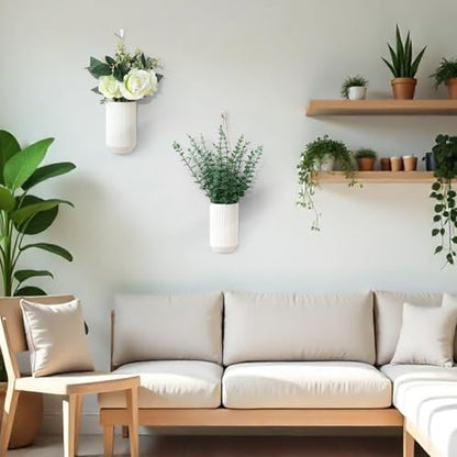 2 Pcs 5.9 Inch White Ceramic Wall Planter Modern Home