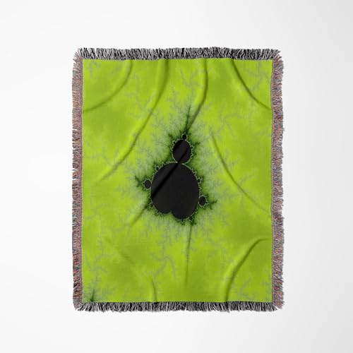 3dRose Mandelbrot Fractal Background in The Colors of Green. Woven Blanket