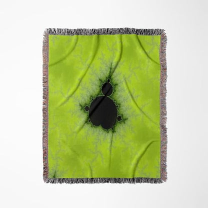 3dRose Mandelbrot Fractal Background in The Colors of Green. Woven Blanket