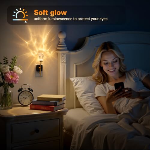JandCase Night Light, Night Lights Plug into Wall, Glass Flower Nightlight - color: Calla lily