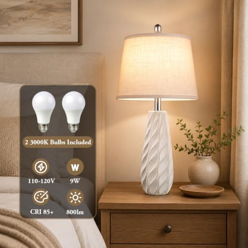 27" Ceramic Table Lamps Set of 2 Coastal Lamps, Modern White Lamps - color: White