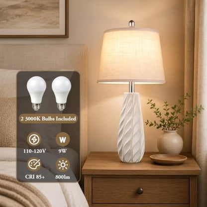 27" Ceramic Table Lamps Set of 2 Coastal Lamps, Modern White Lamps - color: White