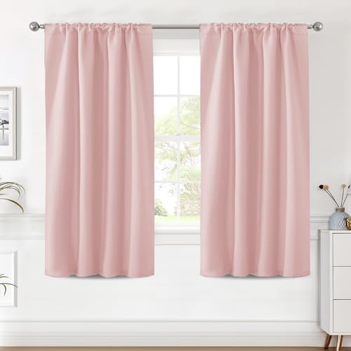 H.VERSAILTEX Blackout Curtains Thermal Insulated Window Treatment Panels Room Darkening Blackout Drapes for Living Room Back Tab/Rod Pocket Bedroom Draperies (2 Panels, Baby Pink, 42 x 63 Inch) - color: Baby Pink, size: 42"W x 63"L (Pack of 2)