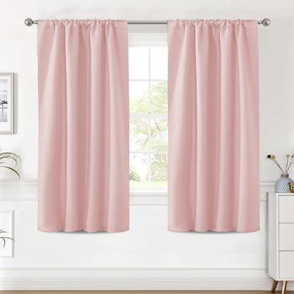 H.VERSAILTEX Blackout Curtains Thermal Insulated Window Treatment Panels Room Darkening Blackout Drapes for Living Room Back Tab/Rod Pocket Bedroom Draperies (2 Panels, Baby Pink, 42 x 63 Inch) - color: Baby Pink, size: 42"W x 63"L (Pack of 2)