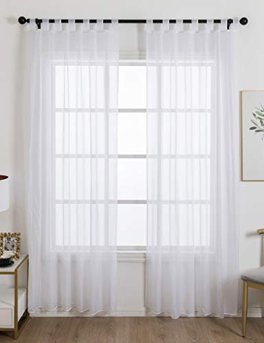 1 Panel Tab Top Voile Sheer Curtains, White, 88H X 55W in - color: White, size: 55"W x 88"L (Pack of 1)