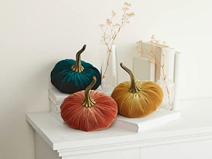 Your Heart's Content Emerald 6.25 inch Velvet Pumpkin (Emerald) - color: Emerald