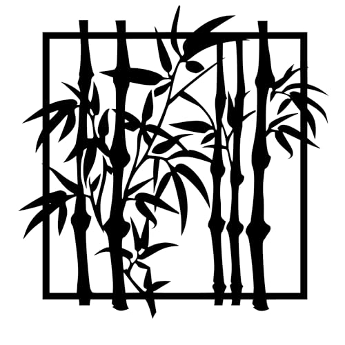 Metal Wall Decor | 17'' x 17'' x 0.05'' Bamboo Modern Art Themed Wall Decorations | Handmade Indoor and Outdoor Wall Art (Bamboo, Black) - size: 17'' x 17'', style: Bamboo