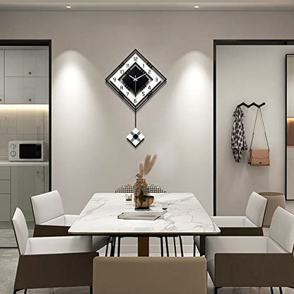 Modern Wall Clock for Living Room Decor Pendulum Large Silent Big Kitchen Wall Clock for Bedroom Black and White Decorative Office Non Ticking Battery Operated Wall Watch 26 Inch - size: 26inch