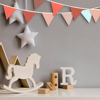 Oudain 2 Pcs Pennant Banner Flags Nursery Garland Triangle, Mixed Color - color: Mixed Color