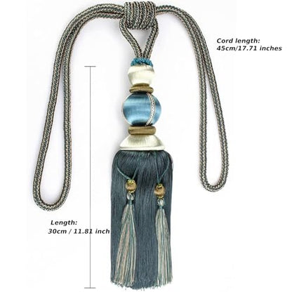 Paired Lantern Single Hanging Ball Tassels Curtains Buckle Sling Binding Lantern Tiebacks Handcrafted Braided Buckle Drapery Curtain Holdbacks Window Treatments for Home 2 Pack - color: Dark Blue, size: 11.81 inches