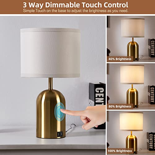 GyroVu Touch Control Table Lamps Set of 2, Gold Bedside Lamps for Bedroom - color: Gold 2