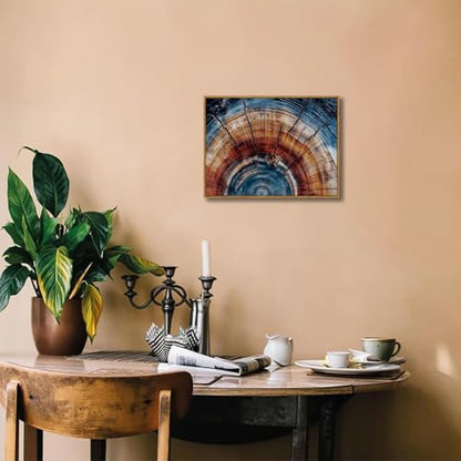 BingruiArt Faux Wood Tree Ring 01 Canvas Wall Art 12x16 Framed - color: Tree Ring - 01, size: 16"L x 12"W
