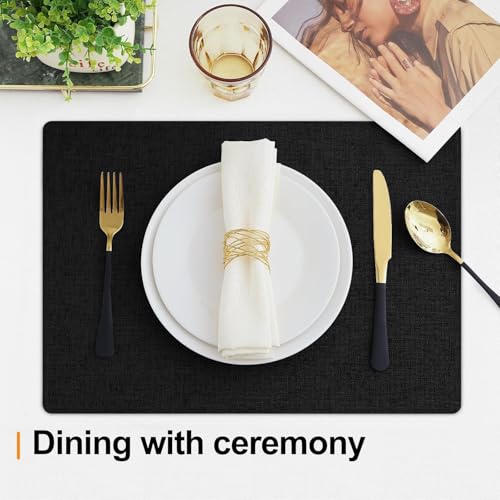 Homaxy Cloths Placemats for Dining Table Set of 4, 13" x 19", Black - color: Black, size: Placemats Set of 4