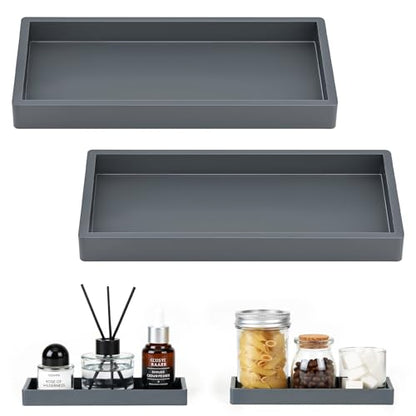 Luxspire 2 Pack Silicone Bathroom Tray 7.9" Vanity Tray, Dark Gray - color: Dark Gray, size: 7.87 × 3.94 × 0.79 in
