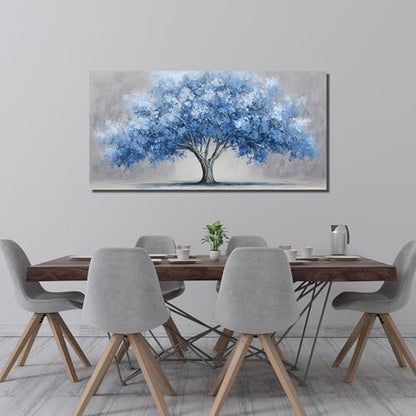 Large Canvas Wall Art for Bedroom Tree of Life Prints for Living Room Blue Poster Wall Art for Office Size 29 x 58 Inch - size: 58"L x 29"W