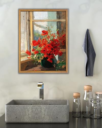 UPWOIGH Olga Wisinger-Florian Poppies Framed Wall Art, 8 x 10 Inch - color: Red Poppies, size: 10"L x 8"W