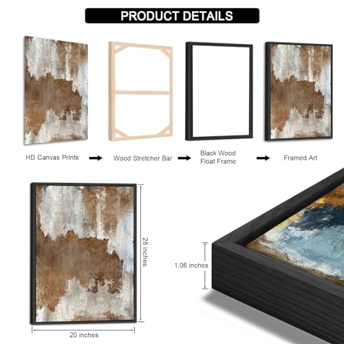 Large Framed Canvas Wall Art, Rustic Brown Abstract Prints, 20"x28"x3 - color: sepia, size: 20" X 28" X 3pcs Framed