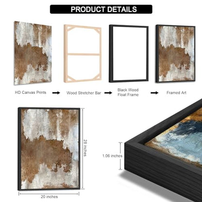 Large Framed Canvas Wall Art, Rustic Brown Abstract Prints, 20"x28"x3 - color: sepia, size: 20" X 28" X 3pcs Framed