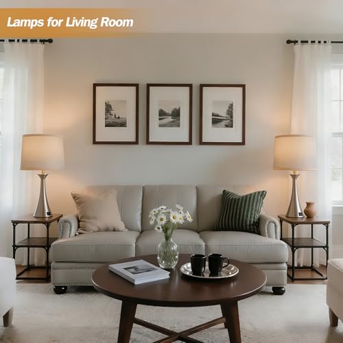 Touch Table Lamps Set of 2, 21" Bedside Lamps with USB C+A, Silver - color: Silver 2pcs