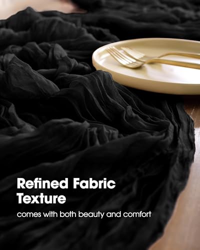 Pureegg 2 Pack Cheesecloth Table Runner 120 Inch Black - color: Black, size: 120" - 2 Packs