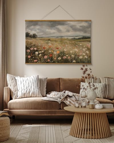 ARPEOTCY Extra Large Framed Wall Art, Colorful Wildflower Print, 36x54In - color: Sunny Flower Field
