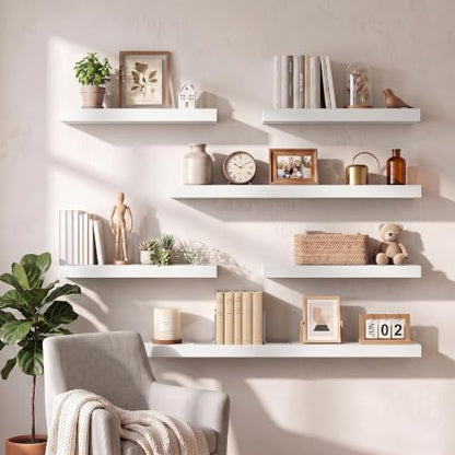Dreamland 16" White Floating Shelves 6.7" Deep Wall Mounted Set of 2 - color: White, size: 6.7"D x 16"L